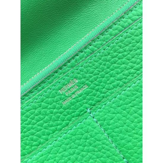 Fake Hermes Dogon Wallet In Vert Leather Replica
