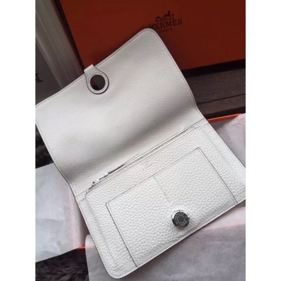 Replica Hermes Dogon Wallet In White Leather