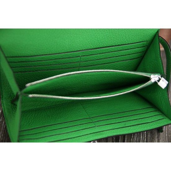 Replica Hermes Kelly Longue Wallet In Bamboo Clemence Leather