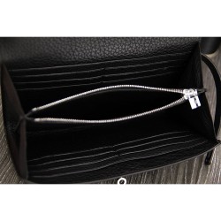 Replica Hermes Kelly Longue Wallet In Black Clemence Leather