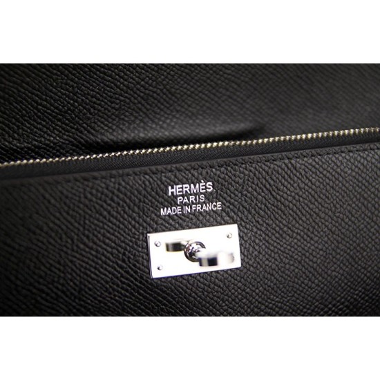Replica Hermes Kelly Longue Wallet In Black Epsom Leather