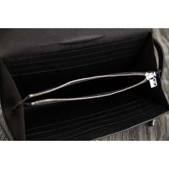 Replica Hermes Kelly Longue Wallet In Black Epsom Leather