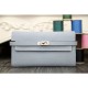 Replica Hermes Kelly Longue Wallet In Blue Lin Clemence Leather