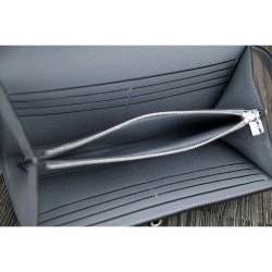 Fake Hermes Kelly Longue Wallet In Blue Lin Epsom Leather Replica