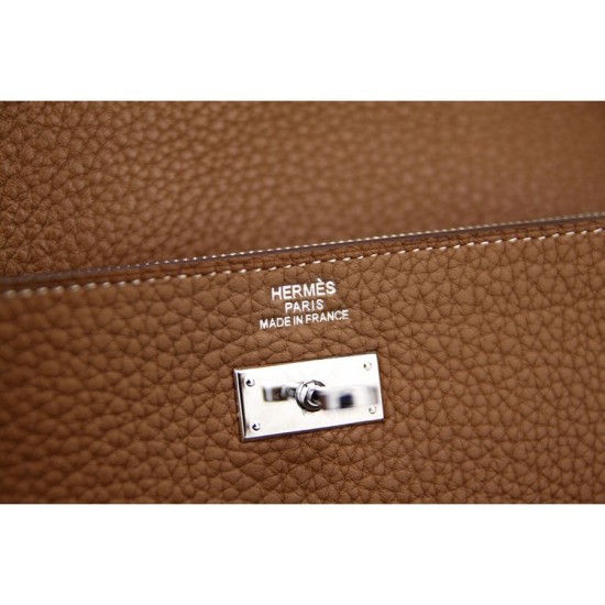 Fake Hermes Kelly Longue Wallet In Brown Clemence Leather Replica