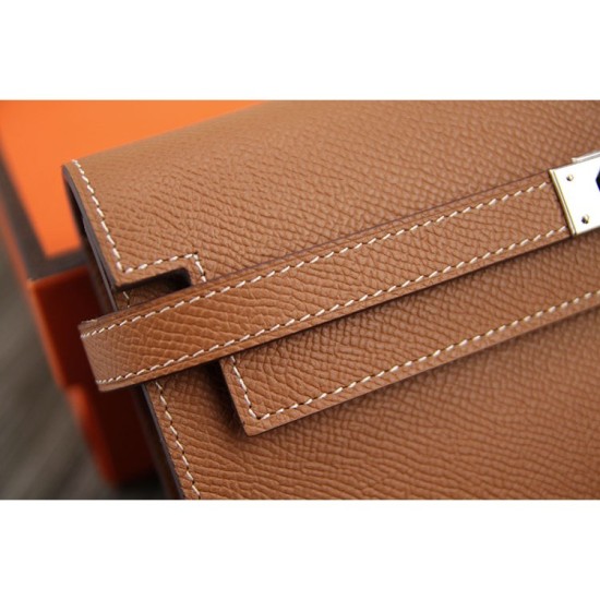 Fake Hermes Kelly Longue Wallet In Brown Epsom Leather Replica