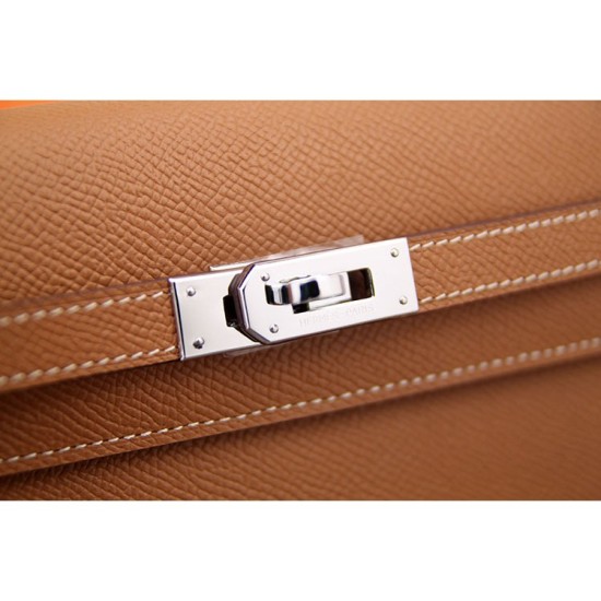 Fake Hermes Kelly Longue Wallet In Brown Epsom Leather Replica