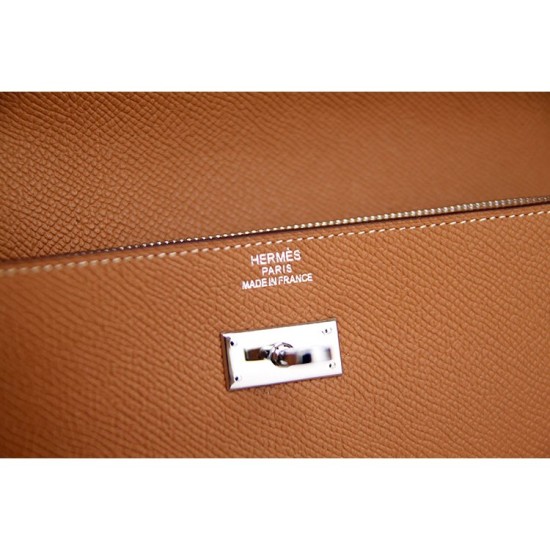 Fake Hermes Kelly Longue Wallet In Brown Epsom Leather Replica