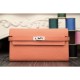 Replica Hermes Kelly Longue Wallet In Crevette Clemence Leather