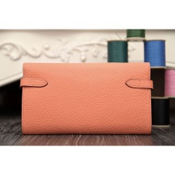 Replica Hermes Kelly Longue Wallet In Crevette Clemence Leather