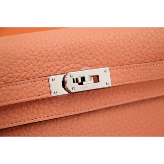 Replica Hermes Kelly Longue Wallet In Crevette Clemence Leather