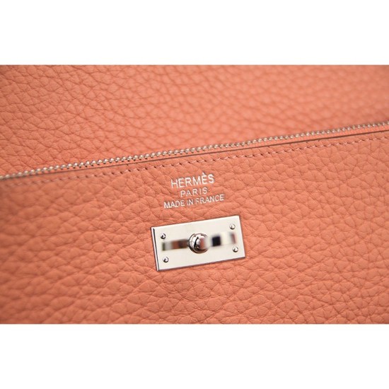 Replica Hermes Kelly Longue Wallet In Crevette Clemence Leather