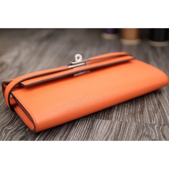 Fake Hermes Kelly Longue Wallet In Crevette Epsom Leather Replica