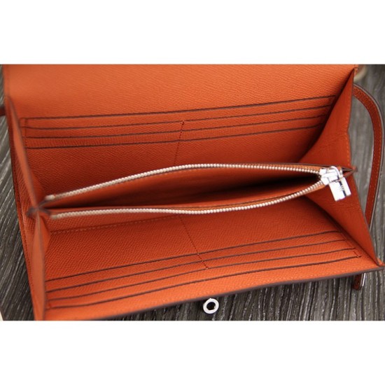 Fake Hermes Kelly Longue Wallet In Crevette Epsom Leather Replica