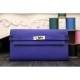 Replica Hermes Kelly Longue Wallet In Electric Blue Clemence Leather