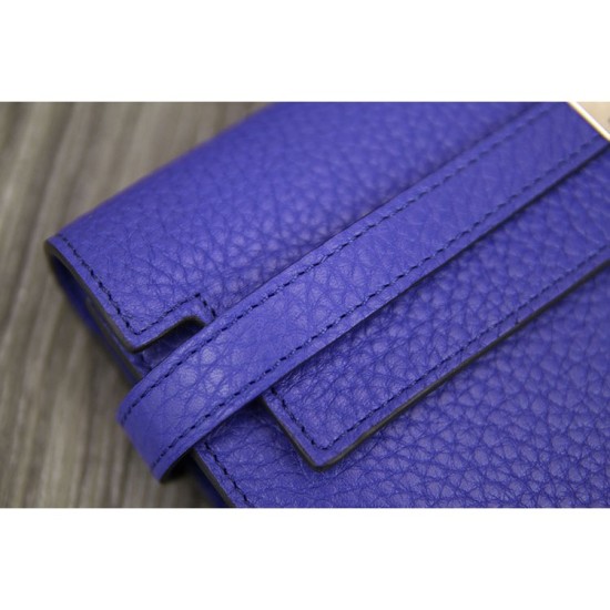 Replica Hermes Kelly Longue Wallet In Electric Blue Clemence Leather