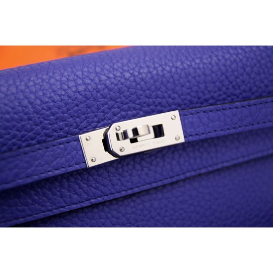 Replica Hermes Kelly Longue Wallet In Electric Blue Clemence Leather
