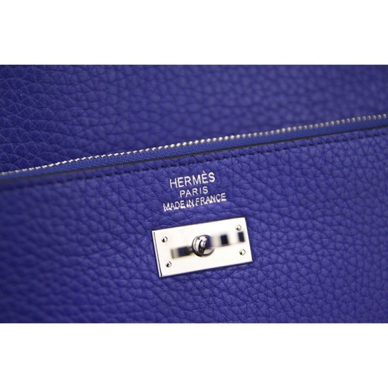 Replica Hermes Kelly Longue Wallet In Electric Blue Clemence Leather