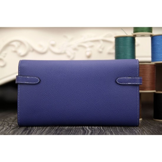 Replica Hermes Kelly Longue Wallet In Electric Blue Epsom Leather