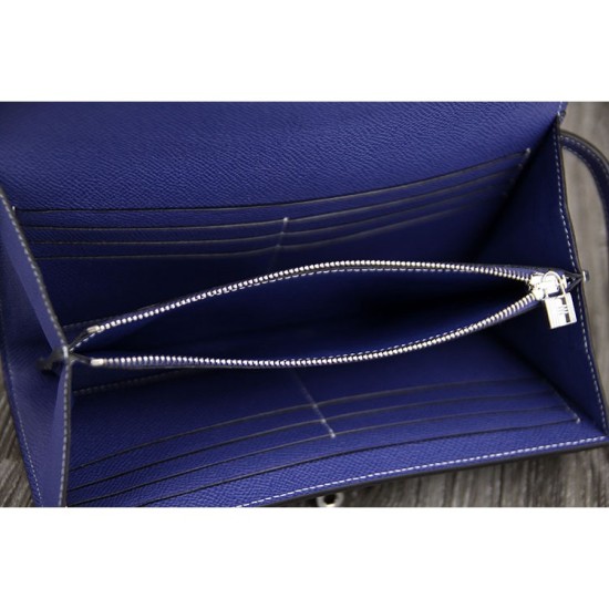 Replica Hermes Kelly Longue Wallet In Electric Blue Epsom Leather