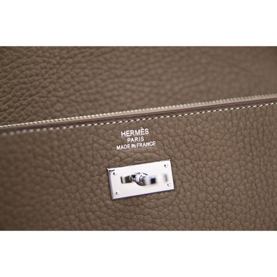 Replica Hermes Kelly Longue Wallet In Etoupe Clemence Leather
