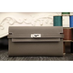 Replica Hermes Kelly Longue Wallet In Etoupe Epsom Leather