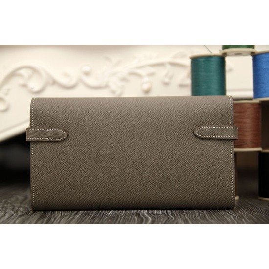 Replica Hermes Kelly Longue Wallet In Etoupe Epsom Leather