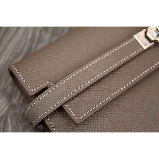 Replica Hermes Kelly Longue Wallet In Etoupe Epsom Leather