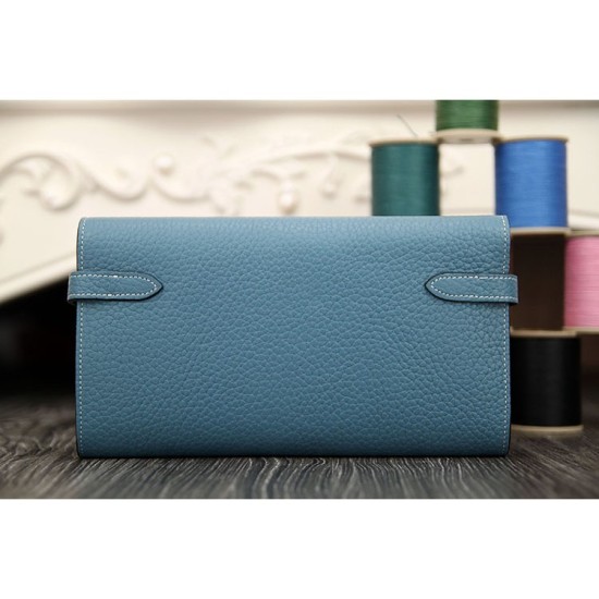 Replica Hermes Kelly Longue Wallet In Jean Blue Clemence Leather Replica Hermes Kelly Longue Wallet In Jean Blue Clemence Leather