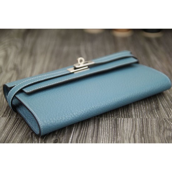 Replica Hermes Kelly Longue Wallet In Jean Blue Clemence Leather Replica Hermes Kelly Longue Wallet In Jean Blue Clemence Leather