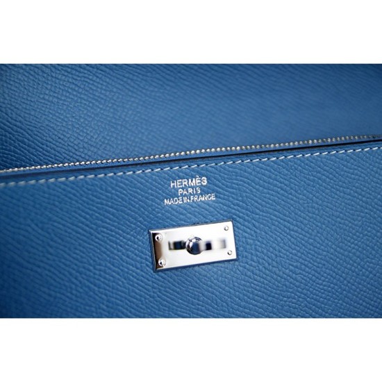 Replica Hermes Kelly Longue Wallet In Jean Blue Epsom Leather