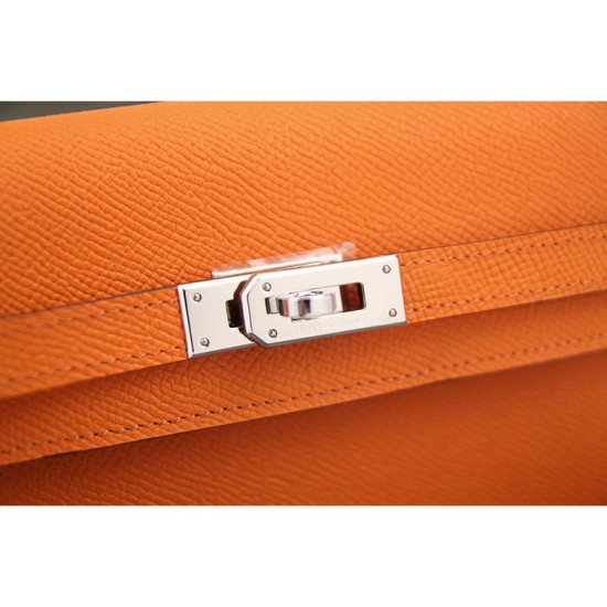 Replica Hermes Kelly Longue Wallet In Orange Epsom Leather