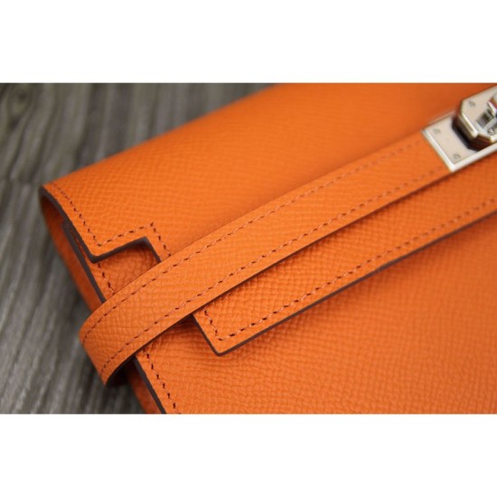 Replica Hermes Kelly Longue Wallet In Orange Epsom Leather