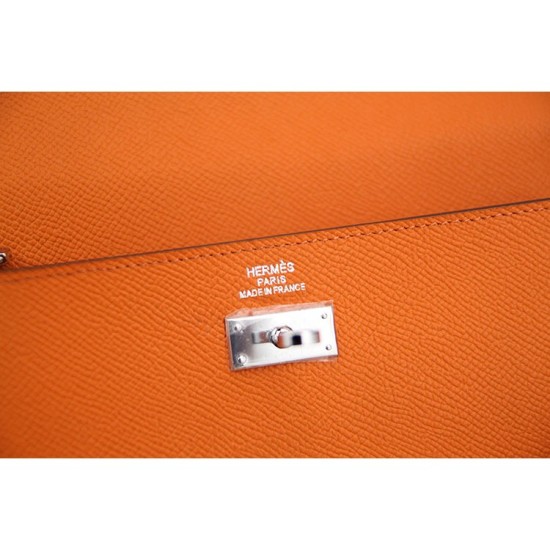 Replica Hermes Kelly Longue Wallet In Orange Epsom Leather