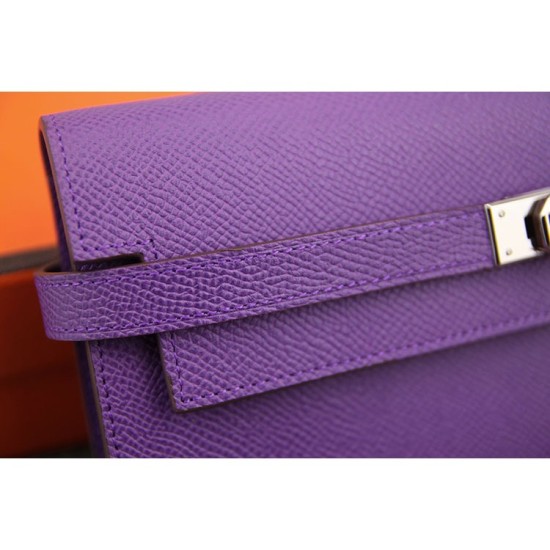 Replica Hermes Kelly Longue Wallet In Purple Epsom Leather