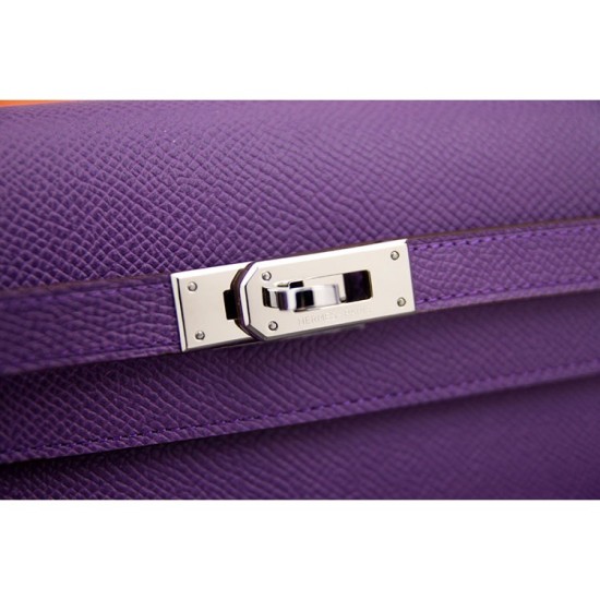 Replica Hermes Kelly Longue Wallet In Purple Epsom Leather