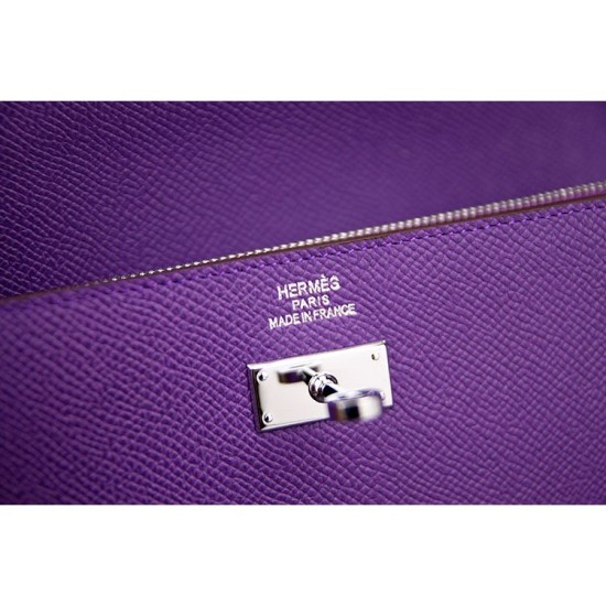 Replica Hermes Kelly Longue Wallet In Purple Epsom Leather