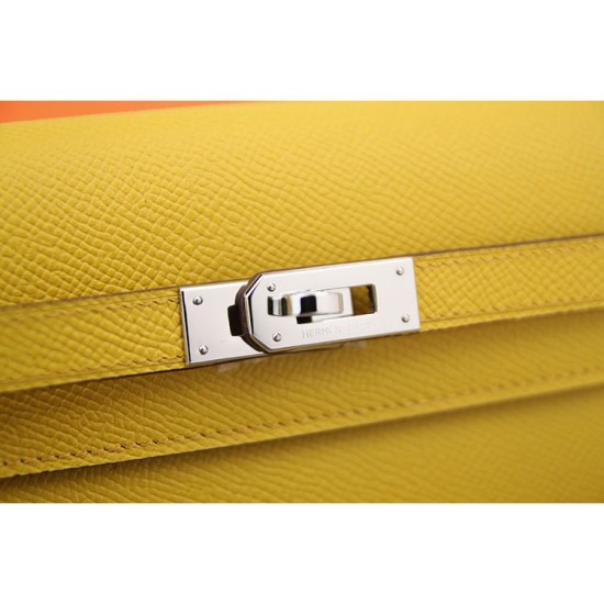 Fake Hermes Kelly Longue Wallet In Yellow Epsom Leather Replica