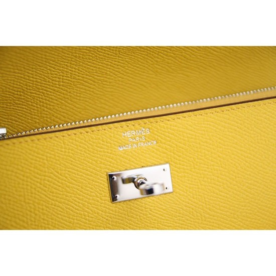 Fake Hermes Kelly Longue Wallet In Yellow Epsom Leather Replica