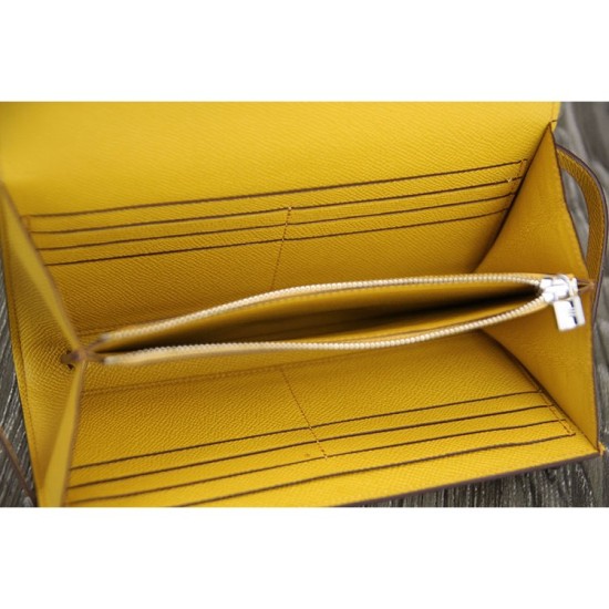 Fake Hermes Kelly Longue Wallet In Yellow Epsom Leather Replica