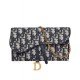 Replica Christian Dior Saddle long wallet with flap S5614 Dark Blue