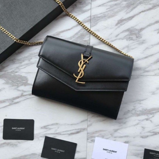 Fake YSL Saint Laurent Cassandra Bag With Monogram Slider Black Replica