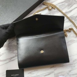 Fake YSL Saint Laurent Cassandra Bag With Monogram Slider Black Replica