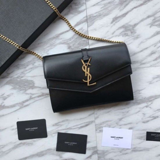 Fake YSL Saint Laurent Cassandra Bag With Monogram Slider Black Replica
