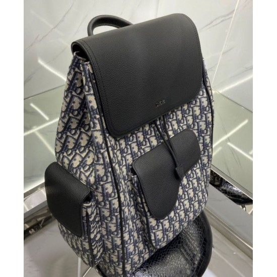 Fake Christian Dior Saddle Backpack Dark Blue Replica