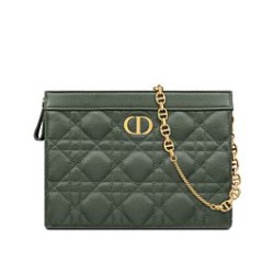 Replica Christian Dior Caro Zipped Pouch Green