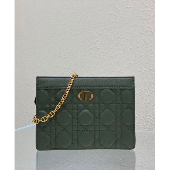 Replica Christian Dior Caro Zipped Pouch Green