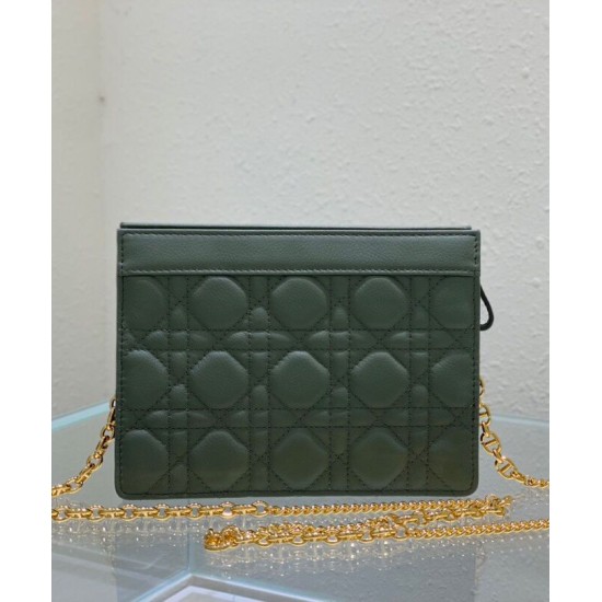 Replica Christian Dior Caro Zipped Pouch Green