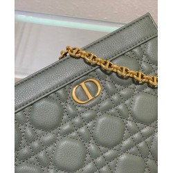 Replica Christian Dior Caro Zipped Pouch Green