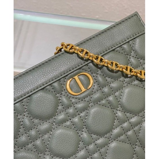 Replica Christian Dior Caro Zipped Pouch Green